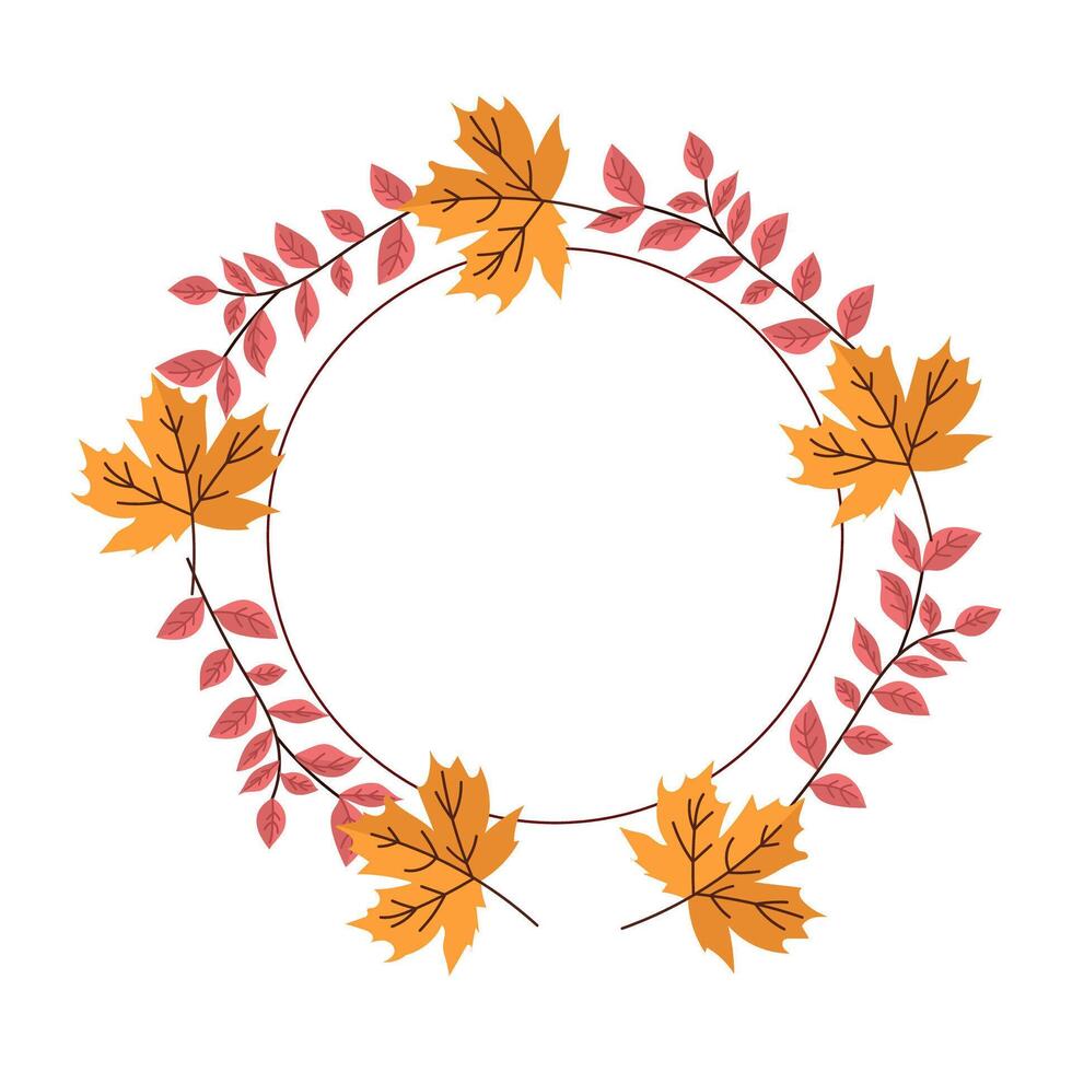 A Beautiful and Stunning Autumn Leaves Wreath with Vibrant vector