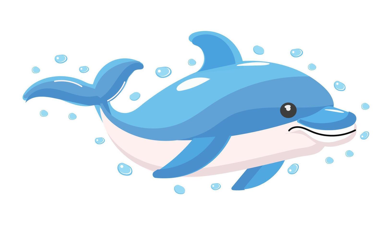 A Playful Dolphin Swimming in Clear Water Surrounded by Vibrant Bubbles and Waves vector