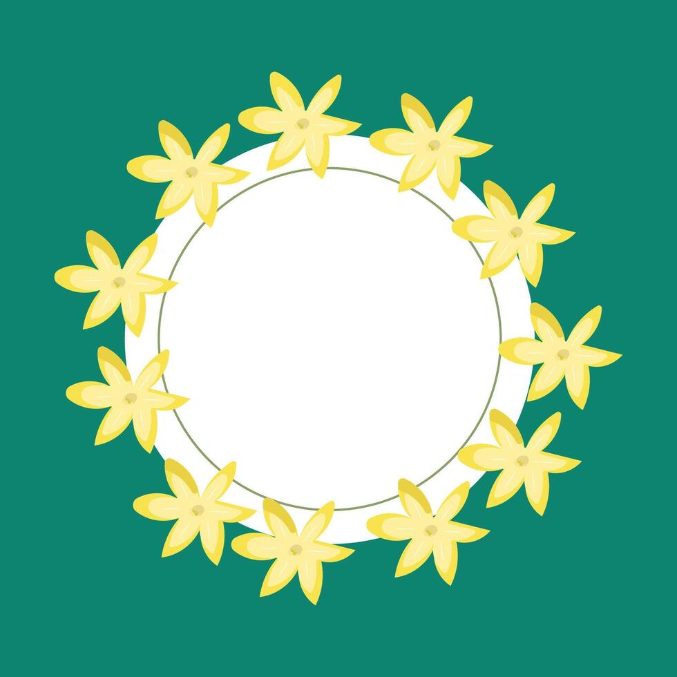 Round frame with lilies on a green background vector