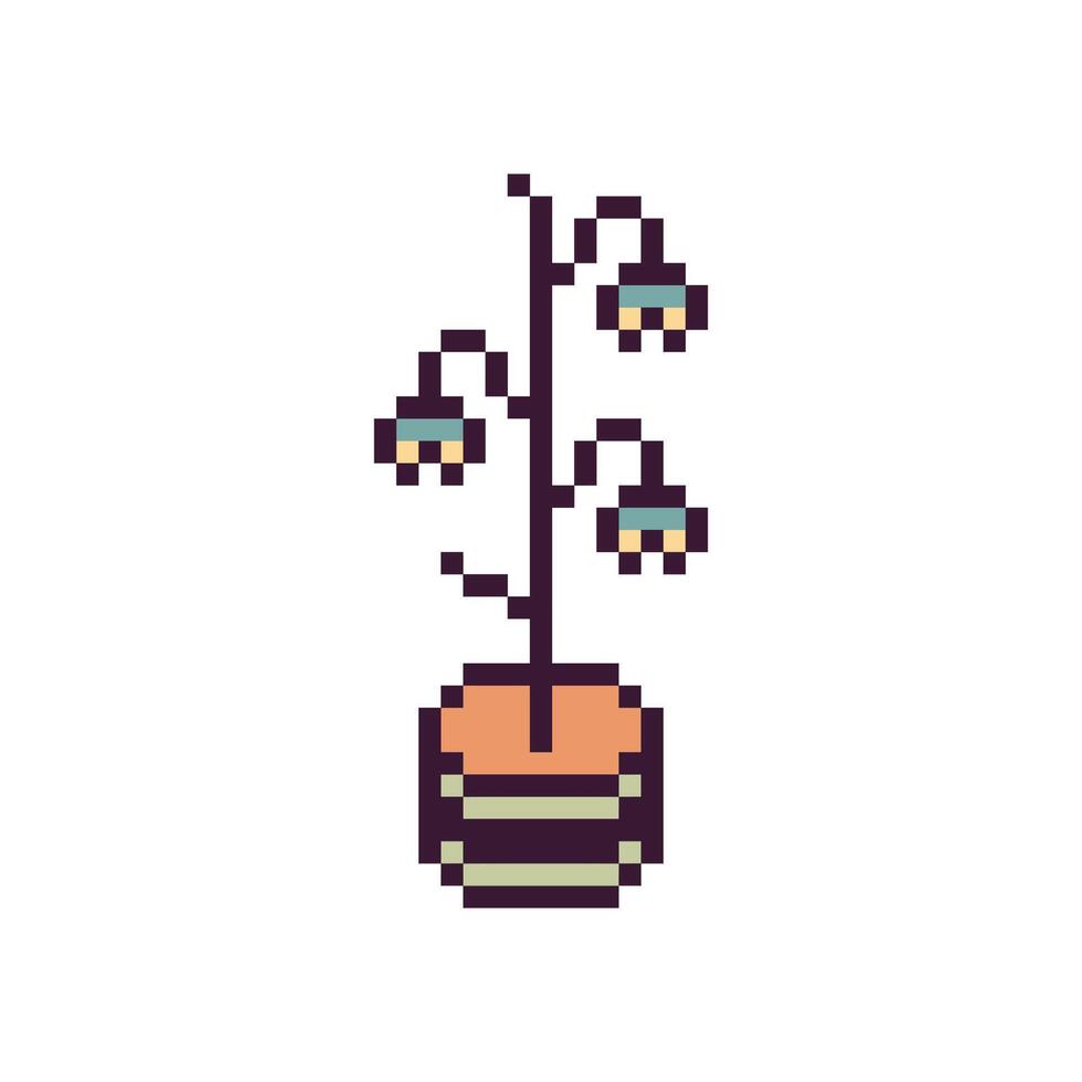 Charming retro flower in pixel art vector