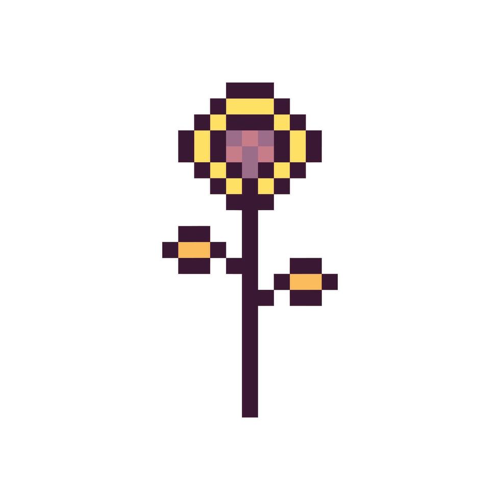 Pixel art with a retro floral shape vector