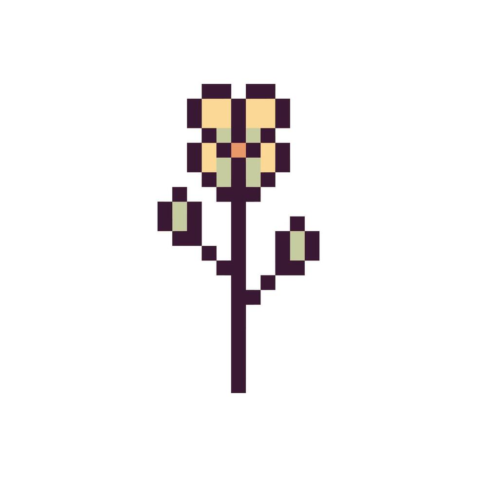 Retro pixel design with a flowery pattern vector