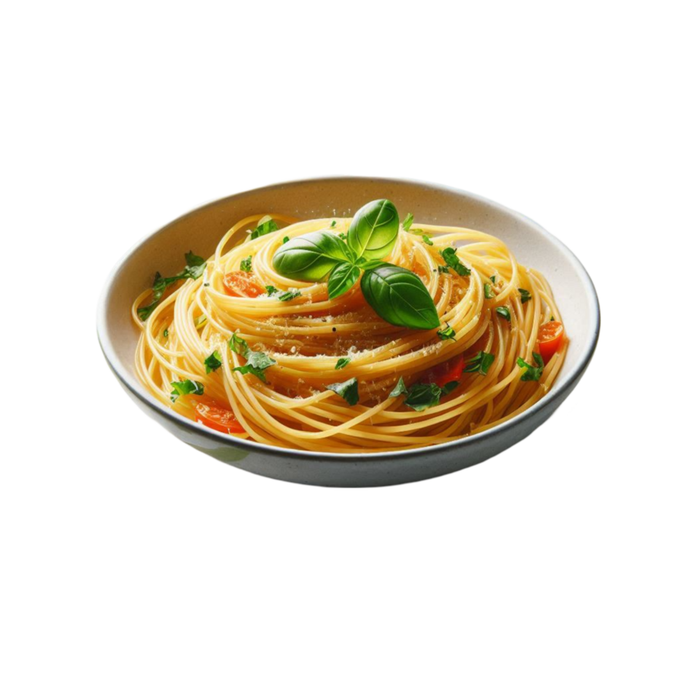 Simple Spaghetti Dish with Basil png