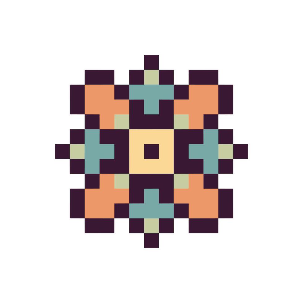 Geometric pixel art retro design vector