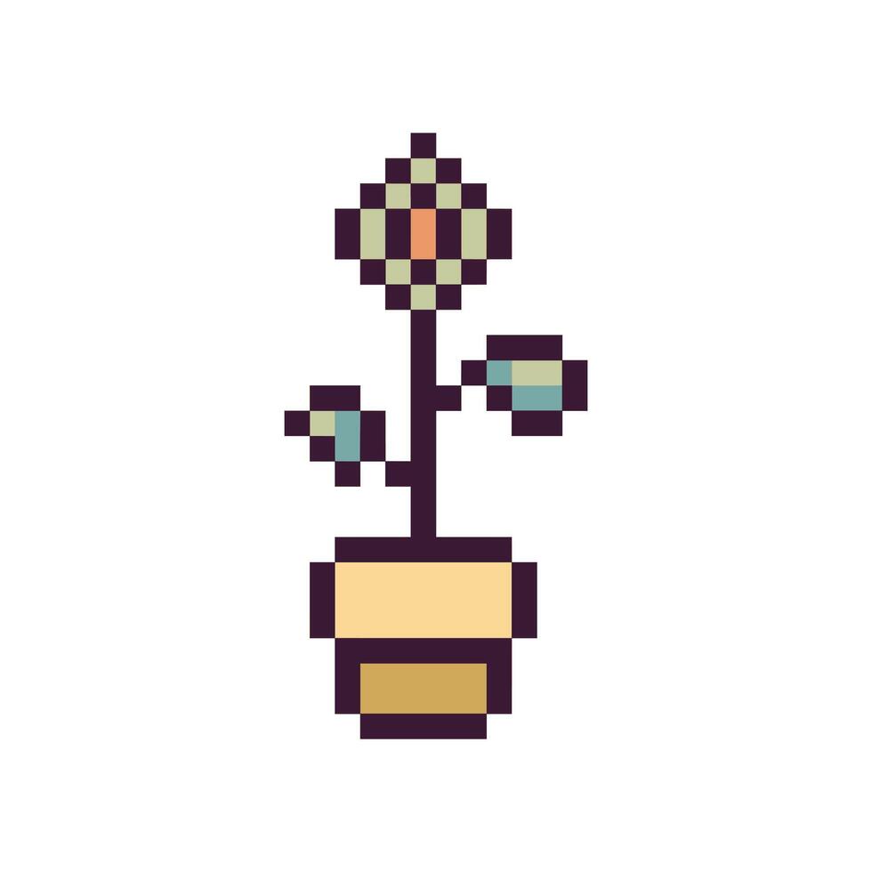 Vintage pixelated flower design vector