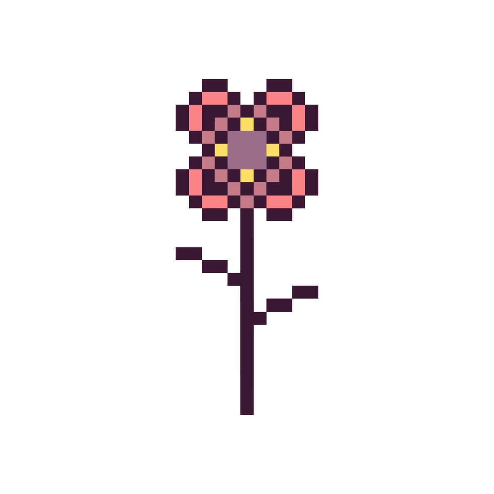 Pixel art of a retro floral emblem vector