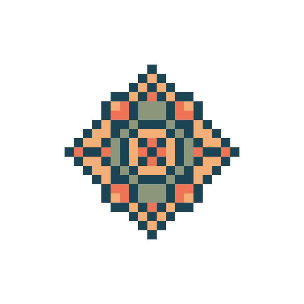 artistic badge mandala pixel art vector
