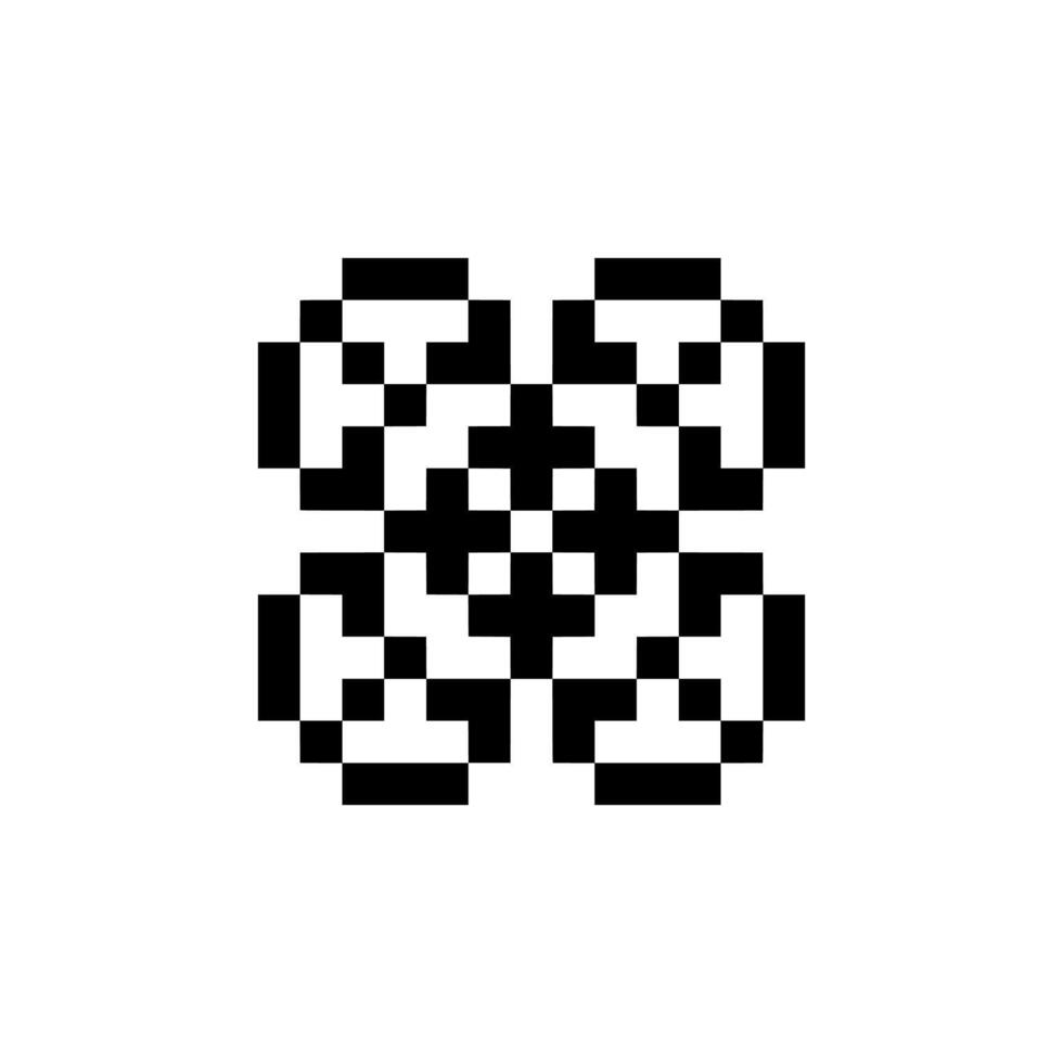 Retro pixel style with abstract shapes and borders vector