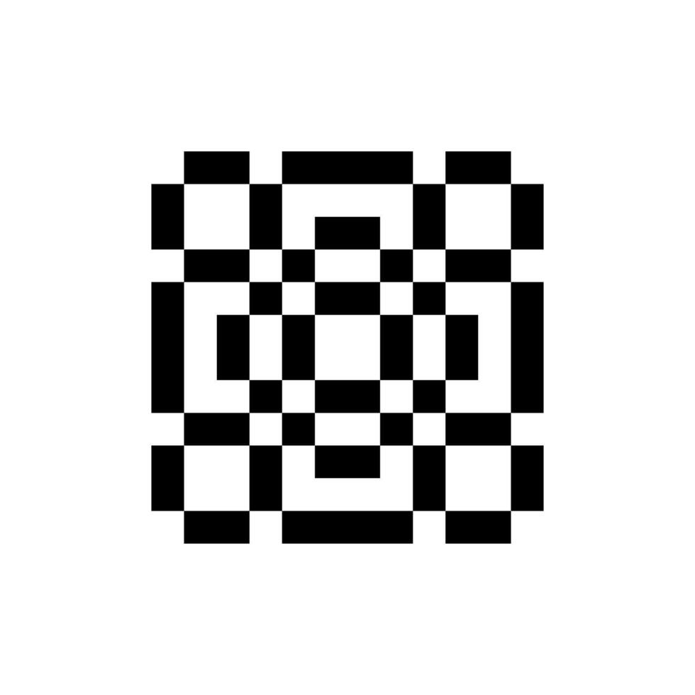 Pixel art geometric form with vintage outline vector