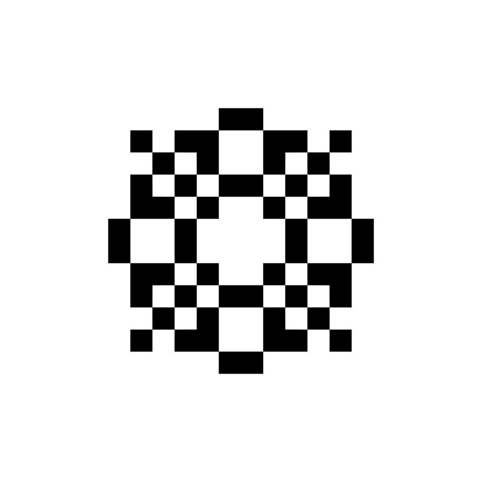 Old-school geometric pixel shape with vintage outline vector