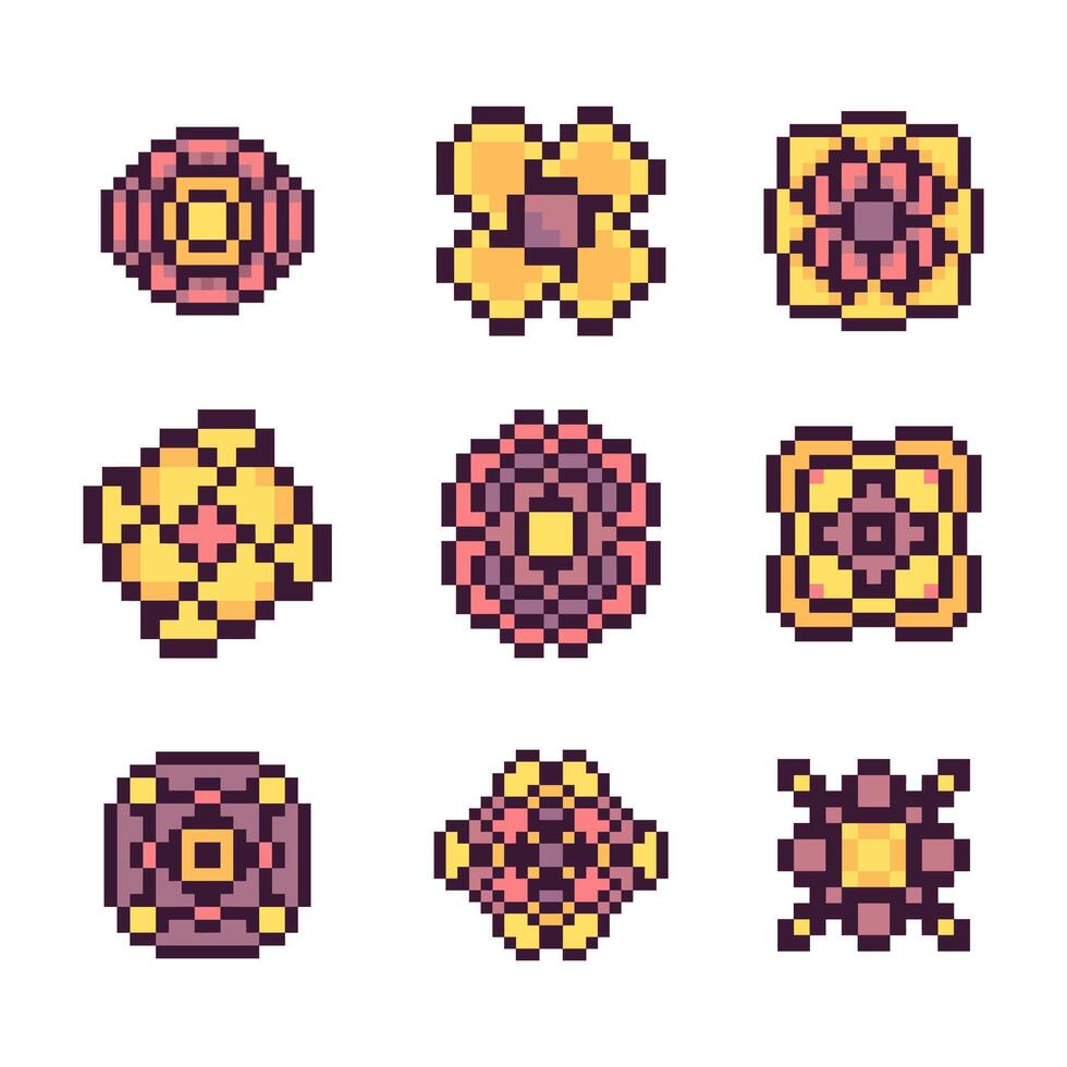 Pixel art ornamental design old-school vector