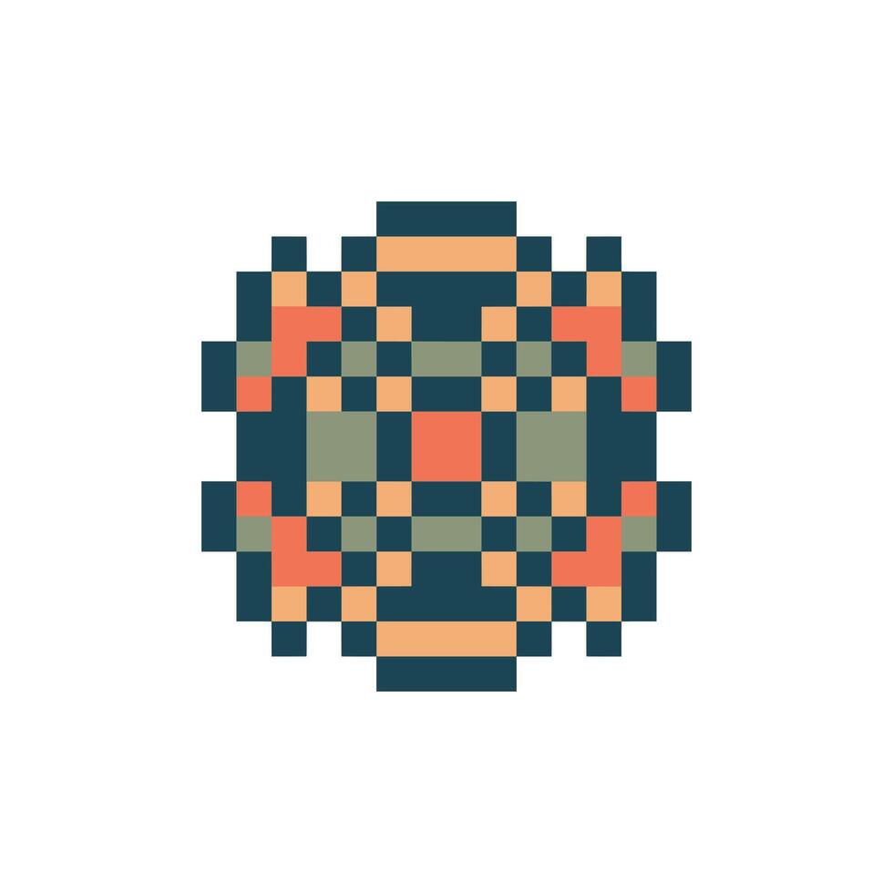 Pixel art vintage shape with abstract outline vector