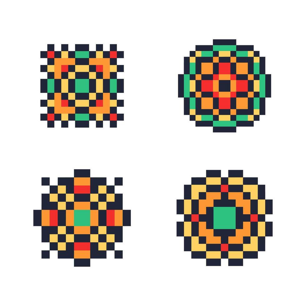 Pixel art ornamental lattice retro vector