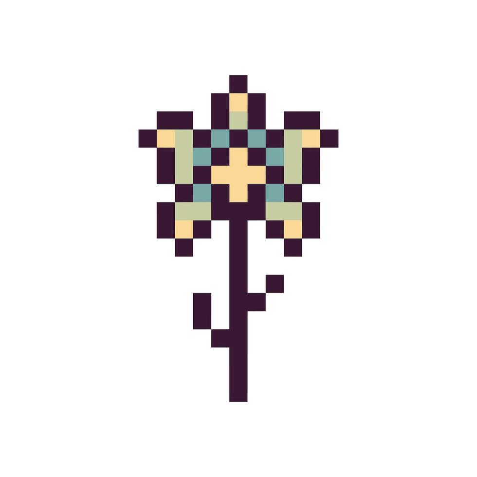 Pixel art daisy shape retro-inspired vector