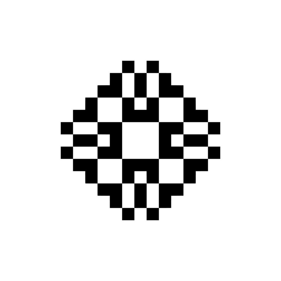 Vintage pixel geometric figure with abstract borders vector