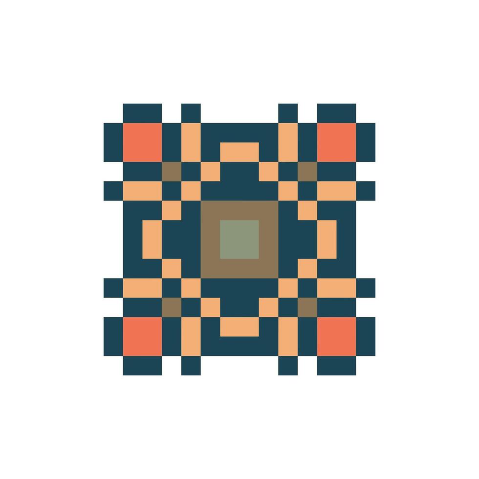 Abstract geometric pixel art shape in vintage style vector