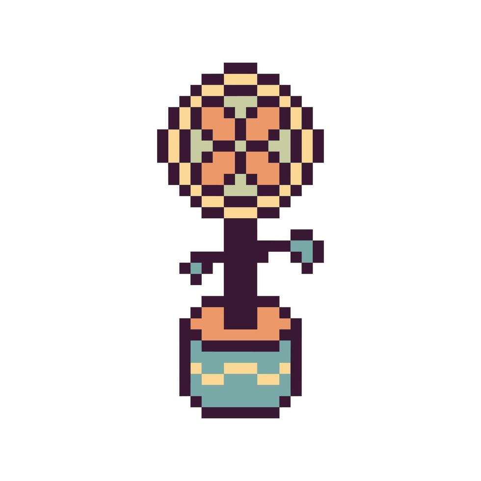 Floral shape in retro pixel art vector