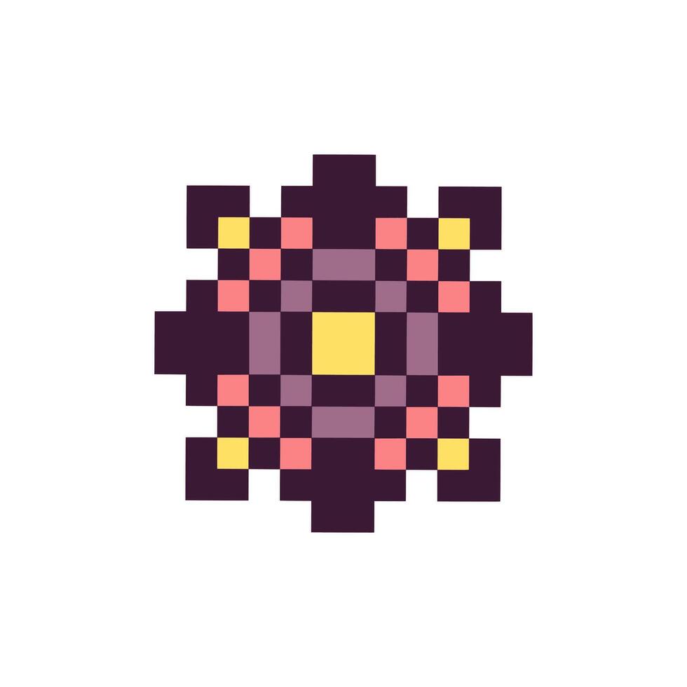 Geometric outline with retro pixel art shapes vector