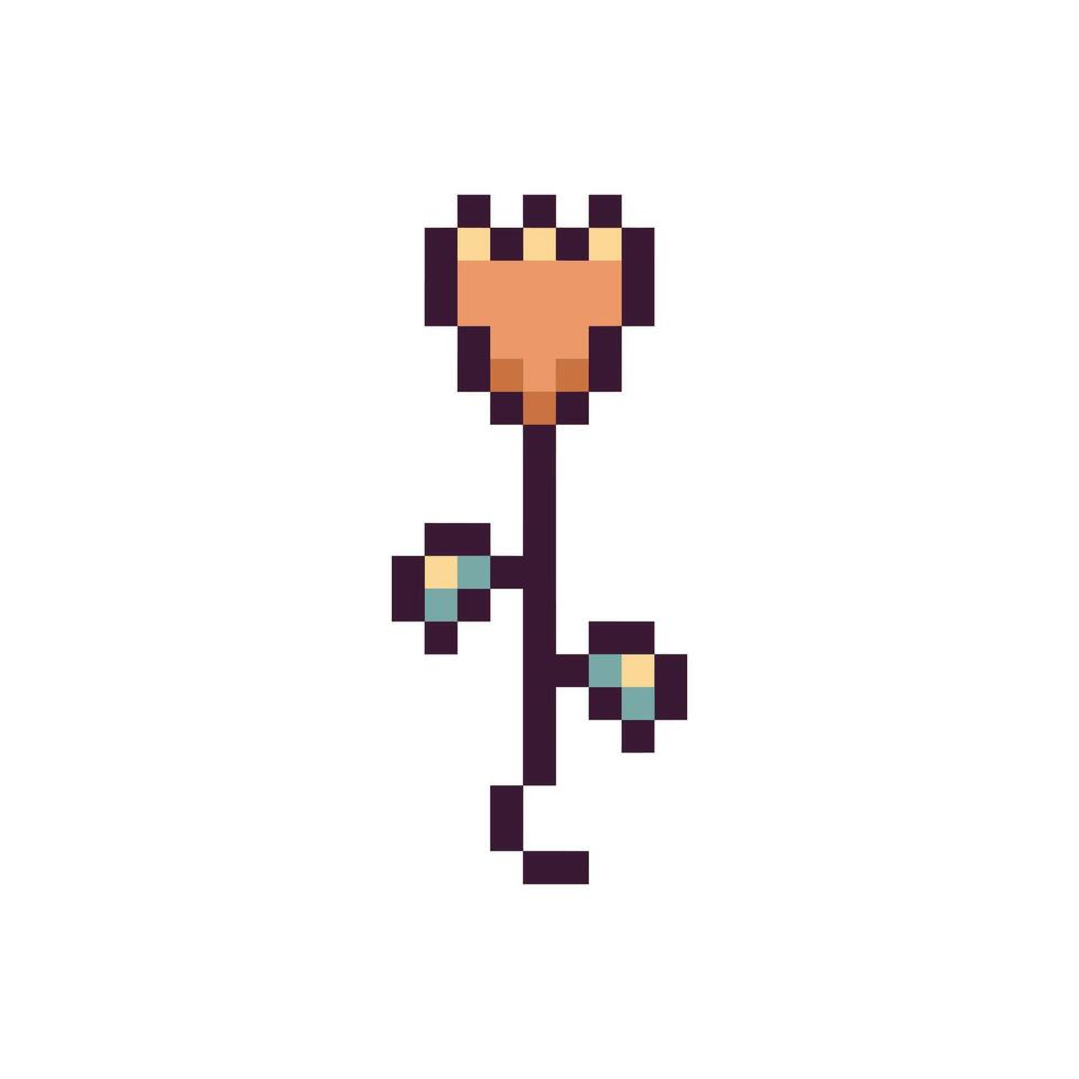 Pixel art with a pretty retro flower shape vector
