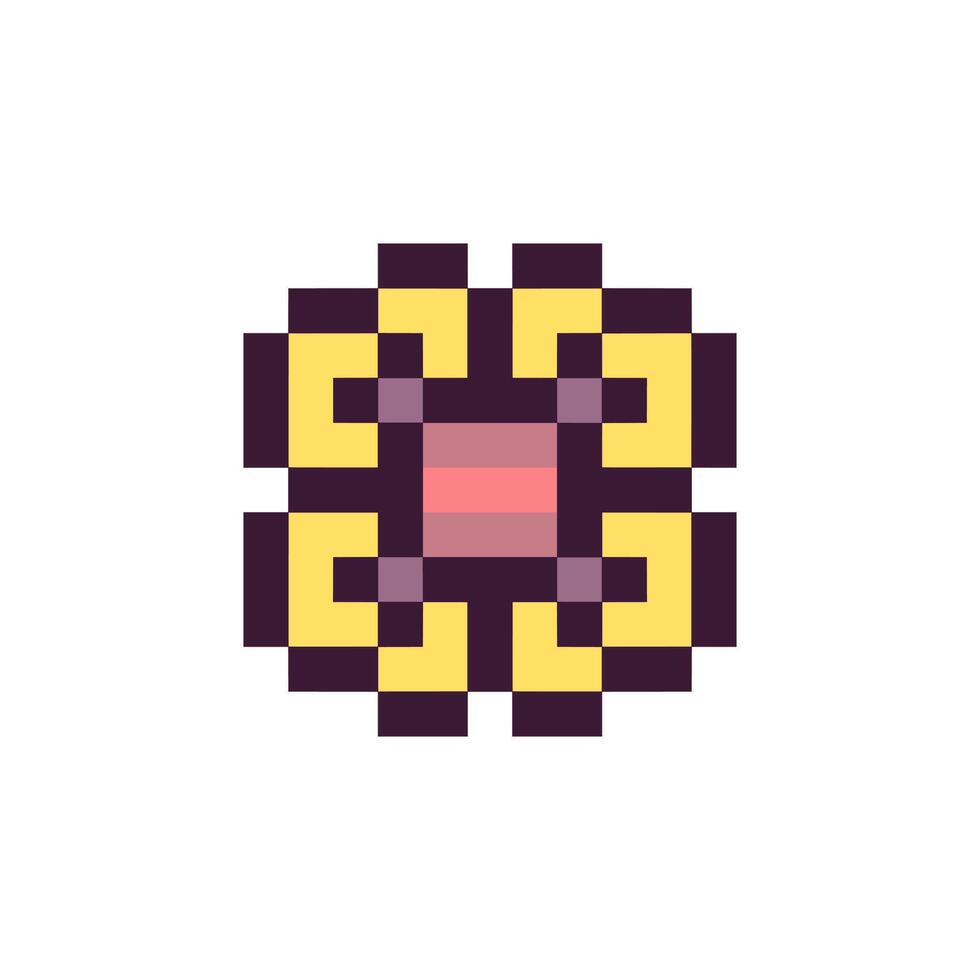 Old-school pixel art with vintage borders vector