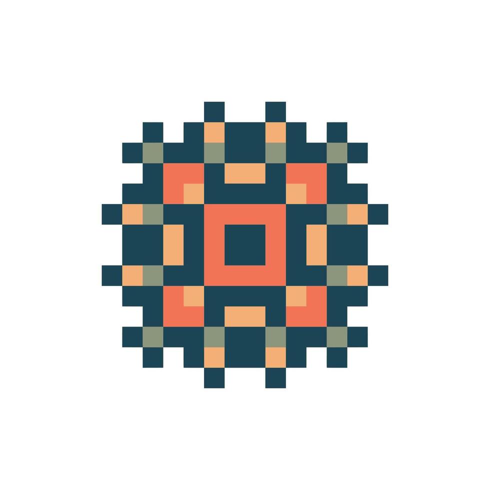 Vintage pixel art with geometric shape outline vector