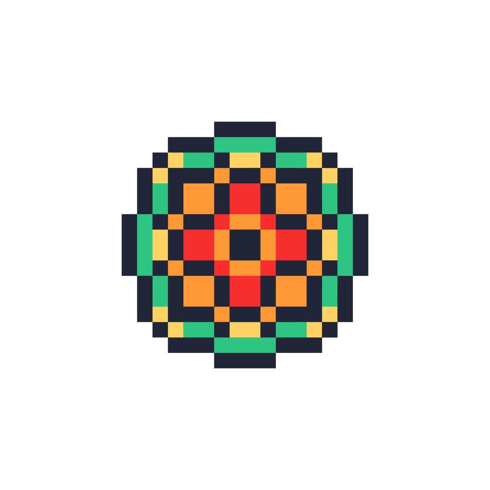 Retro pixel geometric abstract form border vector