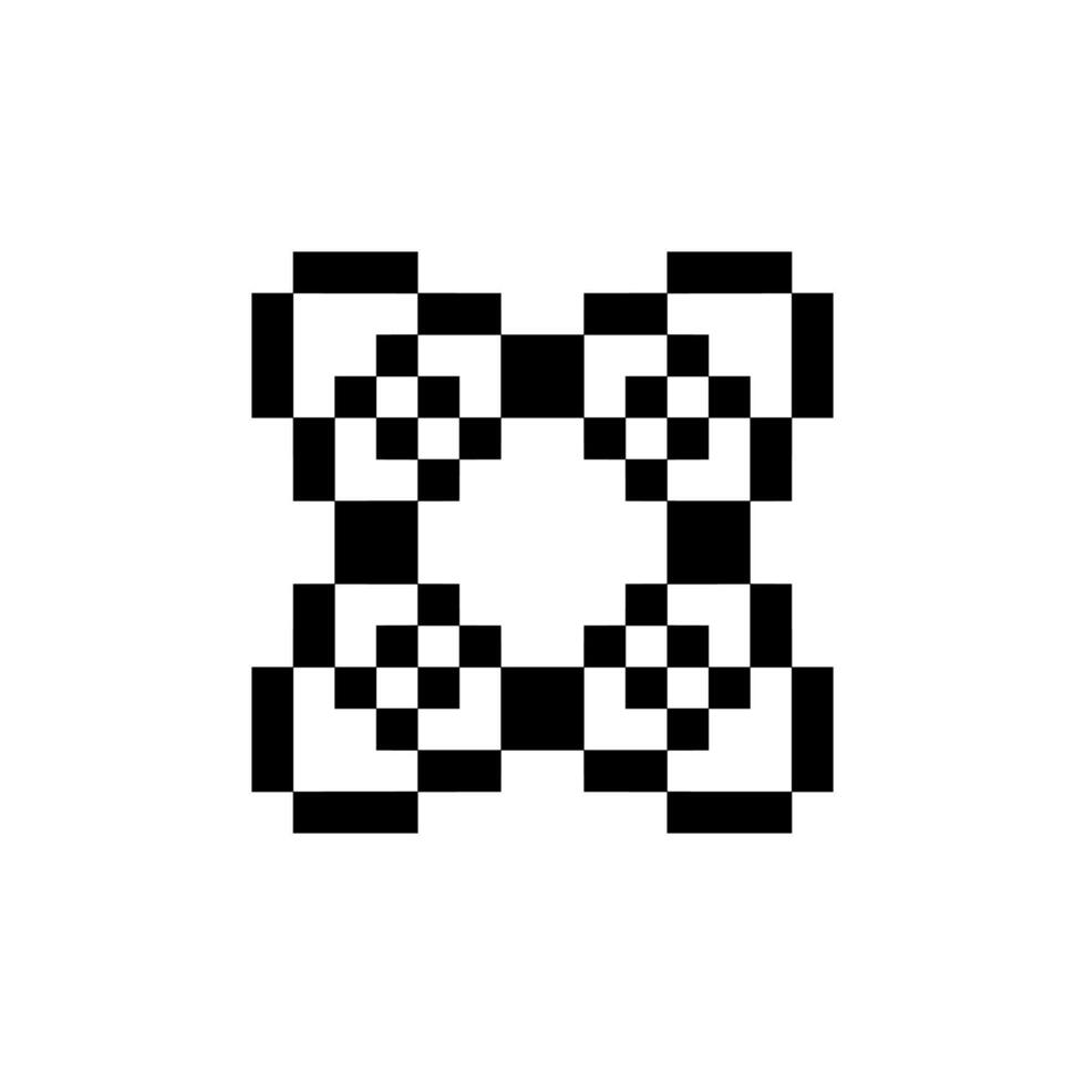 Geometric pixel shape with classic abstract border vector