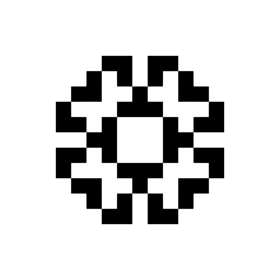 Vintage pixel art outline geometric pattern vector
