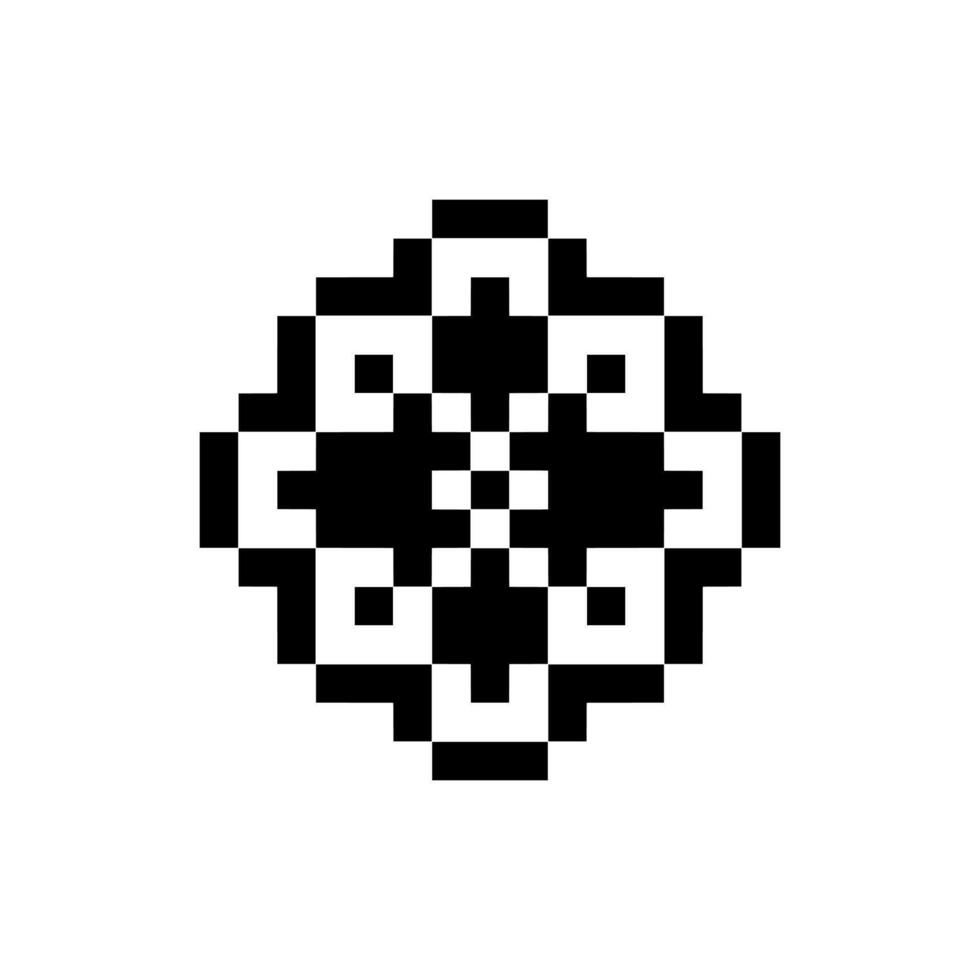 vintage shield pixel art emblem decorative detailed design vector