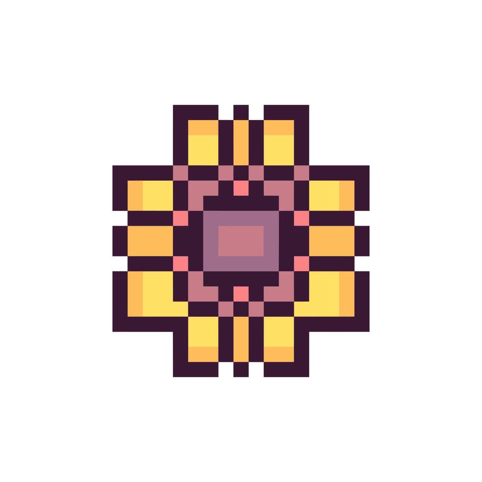 Retro pixel art with abstract border shapes vector