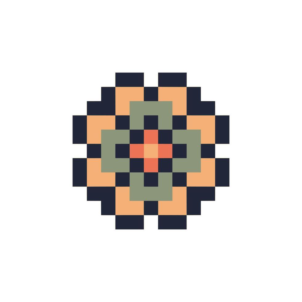 Retro pixel art design with vintage geometric outline vector