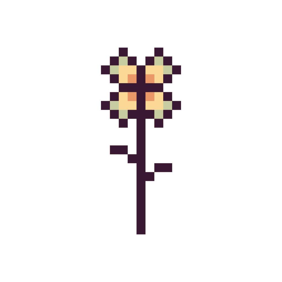 Retro flower in pixel art with elegant design vector