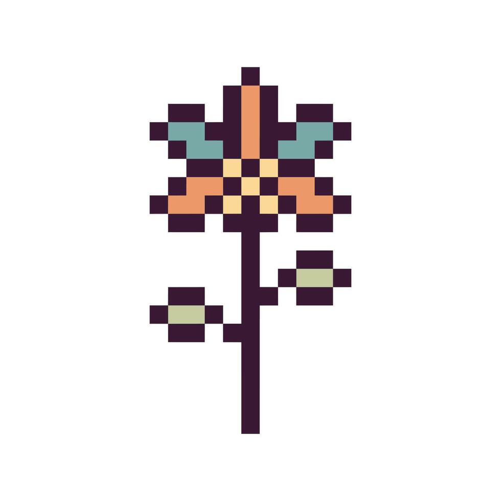 Pixel art pixelated flower throwback vector