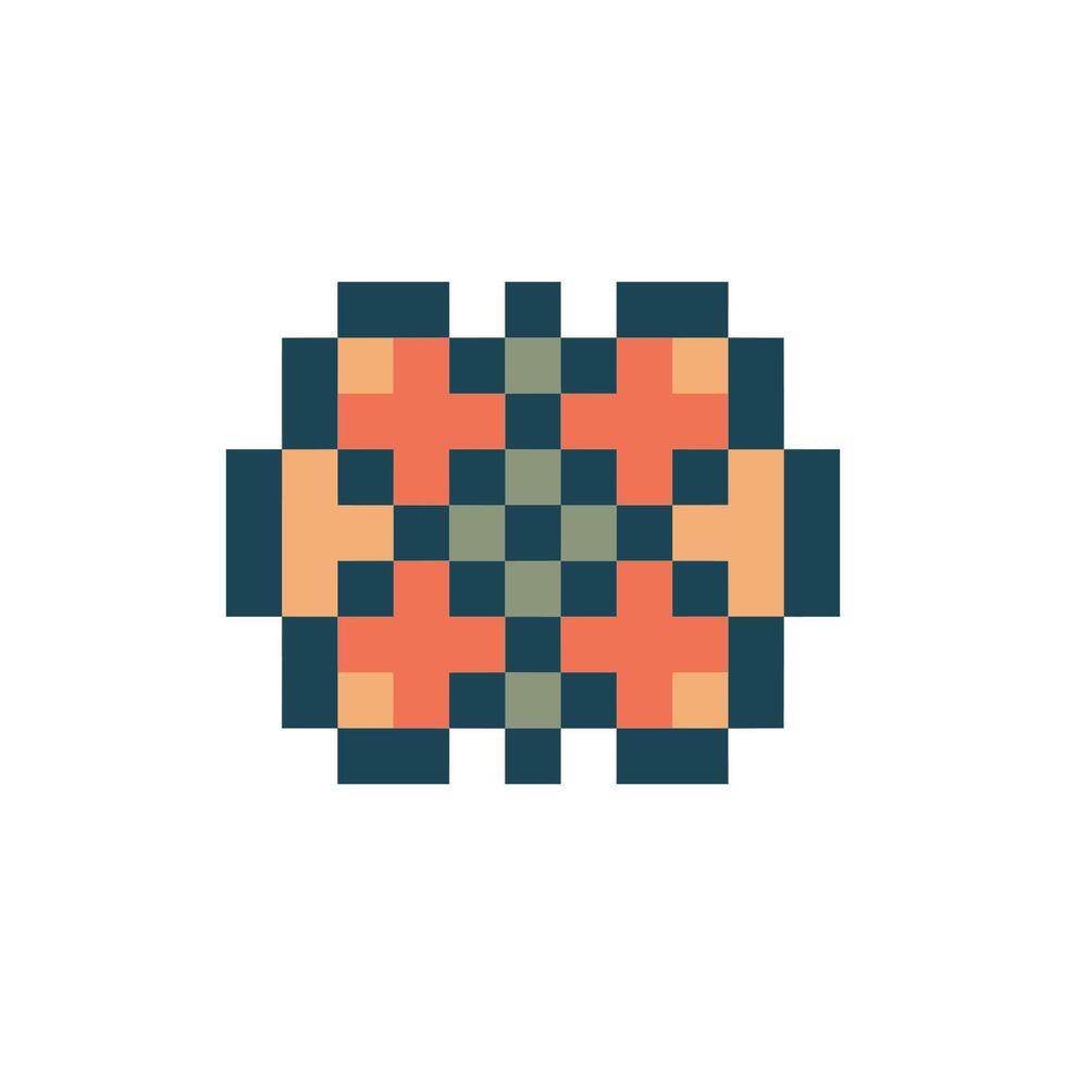 floral emblem pixel art vector
