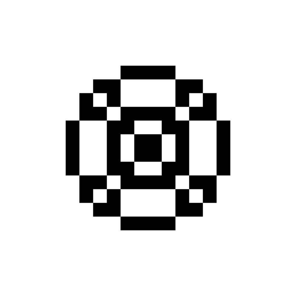 Abstract pixel art shape with retro outline vector