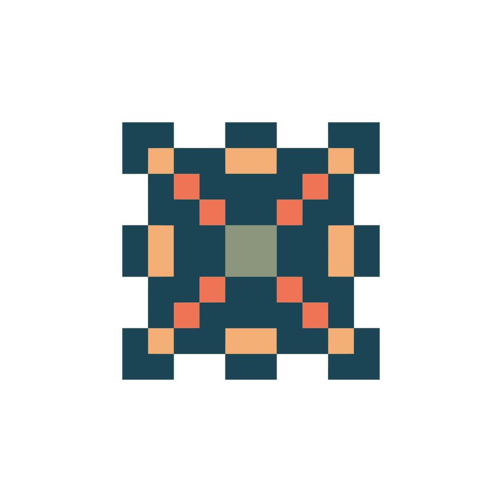 Geometric retro pixel shape with vintage outline vector
