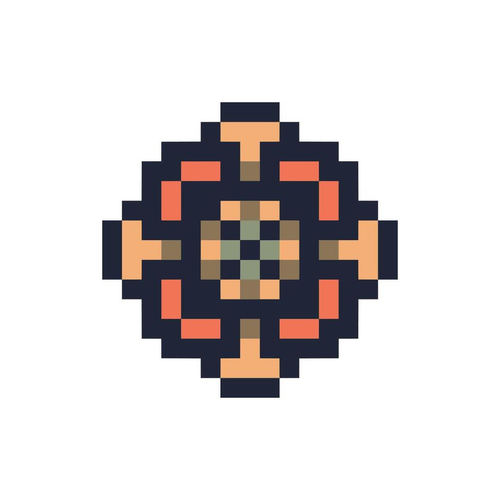 old-fashioned texture pixel art frame classic symmetrical style vector