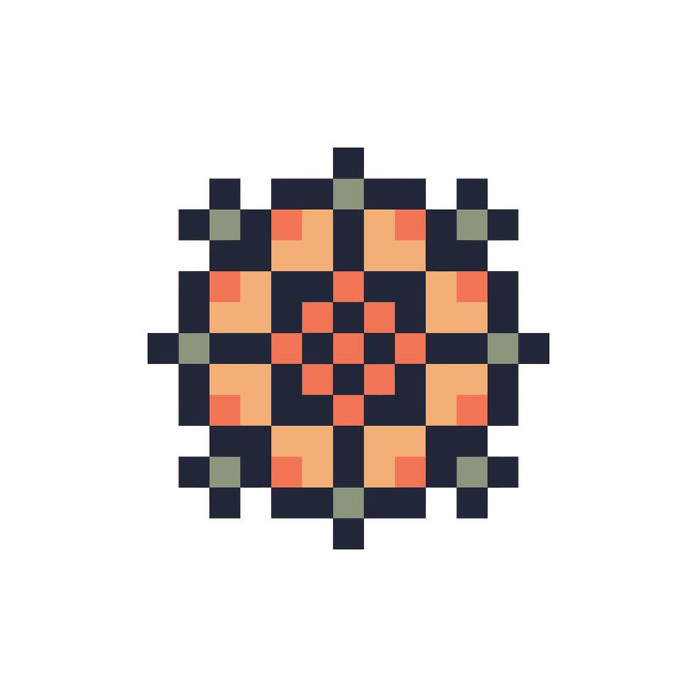 Classic pixel geometric shape with abstract outline vector