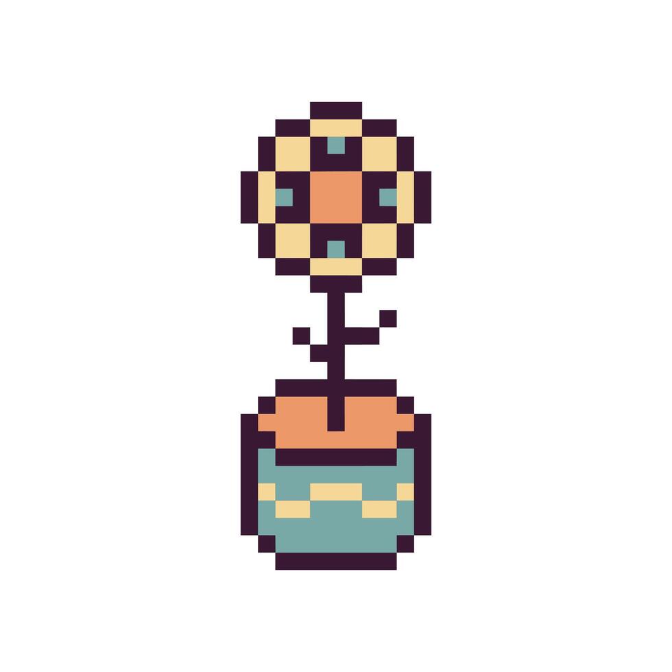 Beautiful flower pixel art in retro design vector