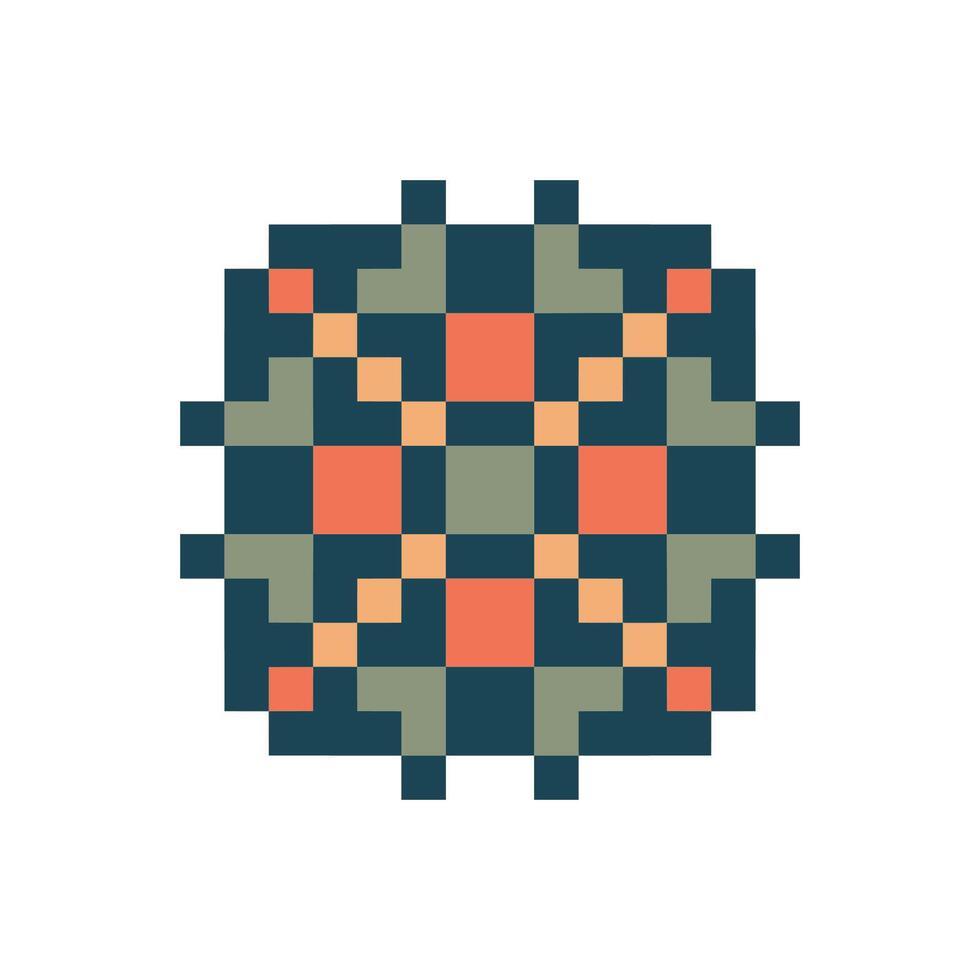 floral shape pixel art frame aesthetic symmetrical touch vector