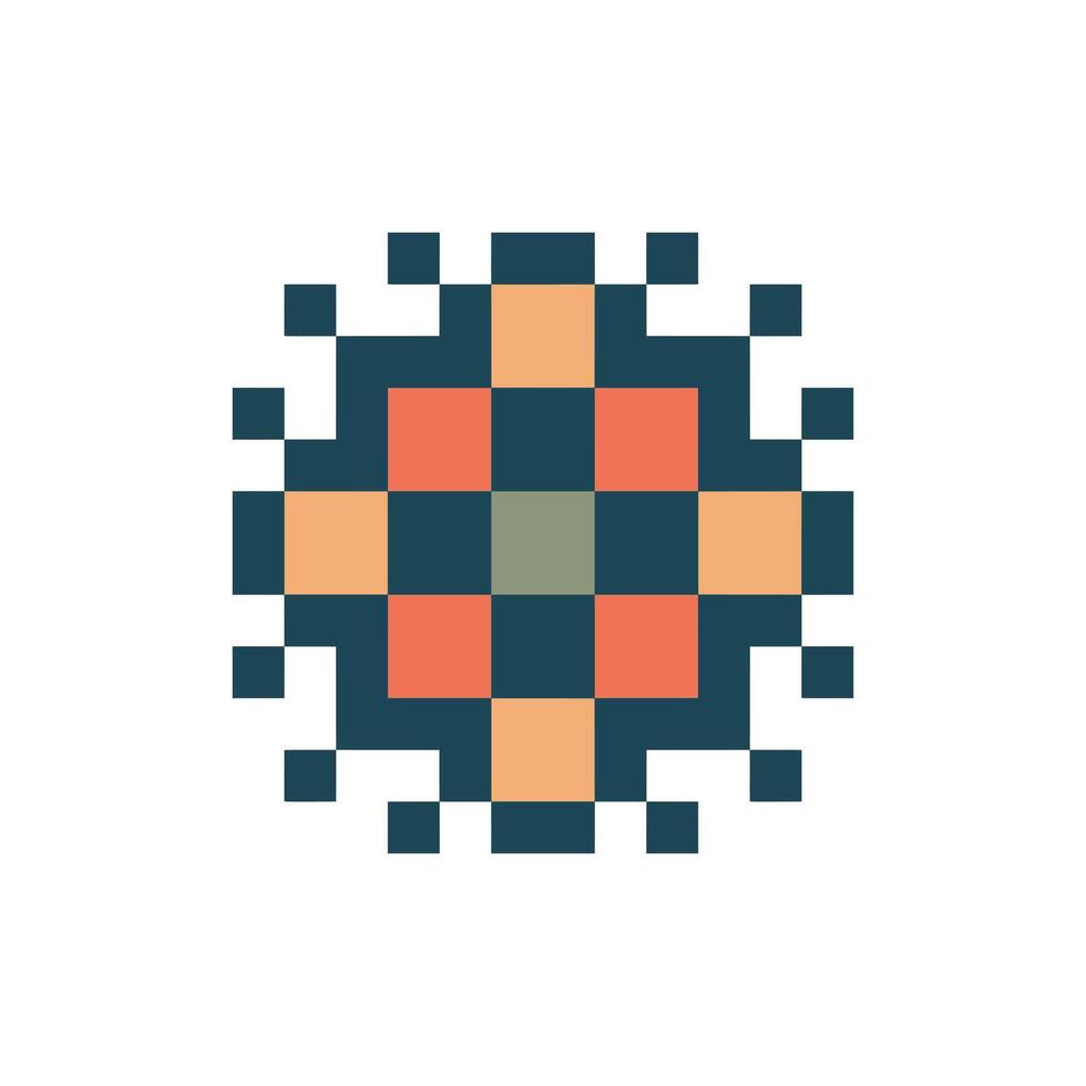 Classic abstract pixel shape with retro contour vector