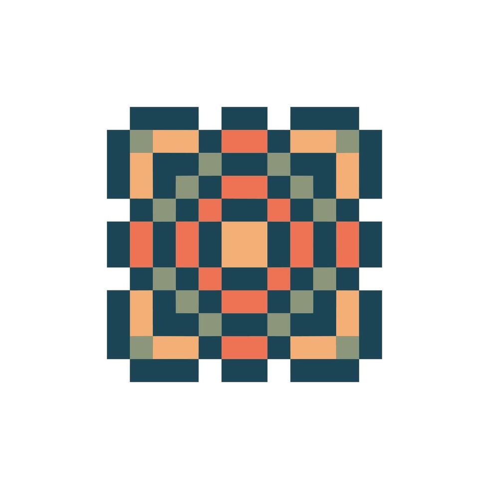 detailed crest pixel art badge antique traditional feel vector