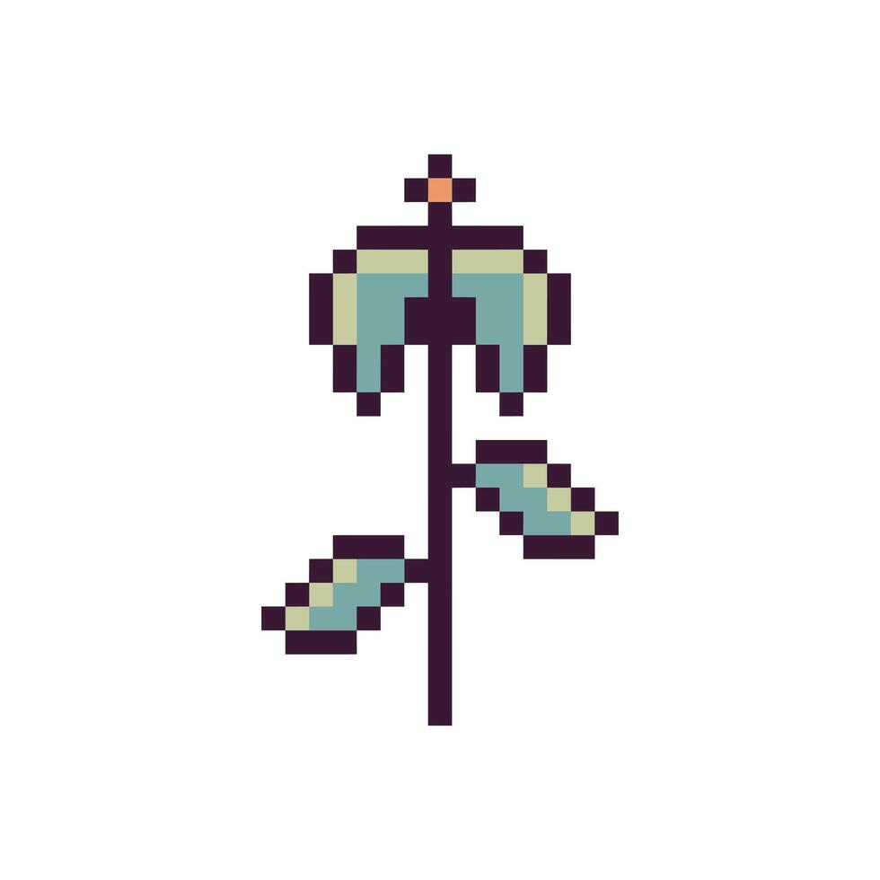 Retro floral shape in pixel art vector