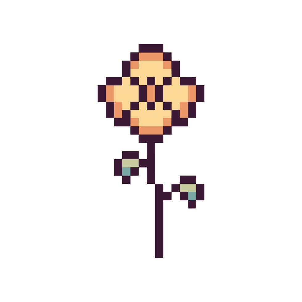 Pixel art floral grid design classic vector