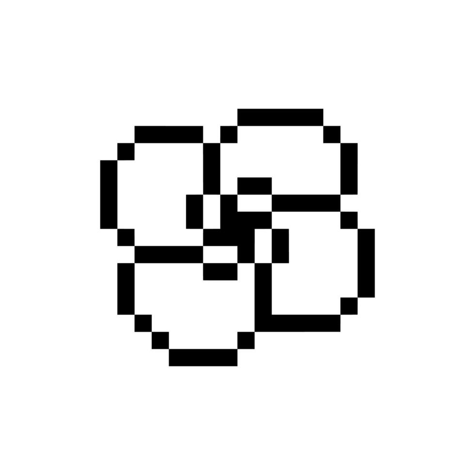 Floral shape in pixel art with retro nostalgia vector