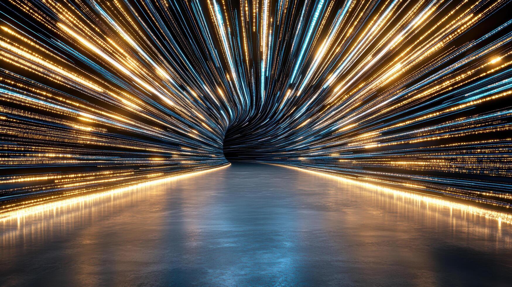 Colorful lines representing essence of space and motion in tunnel photo