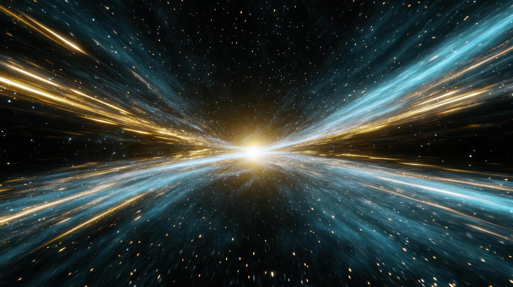 Colorful technology lines radiating through cosmic space, creating vibrant effect photo