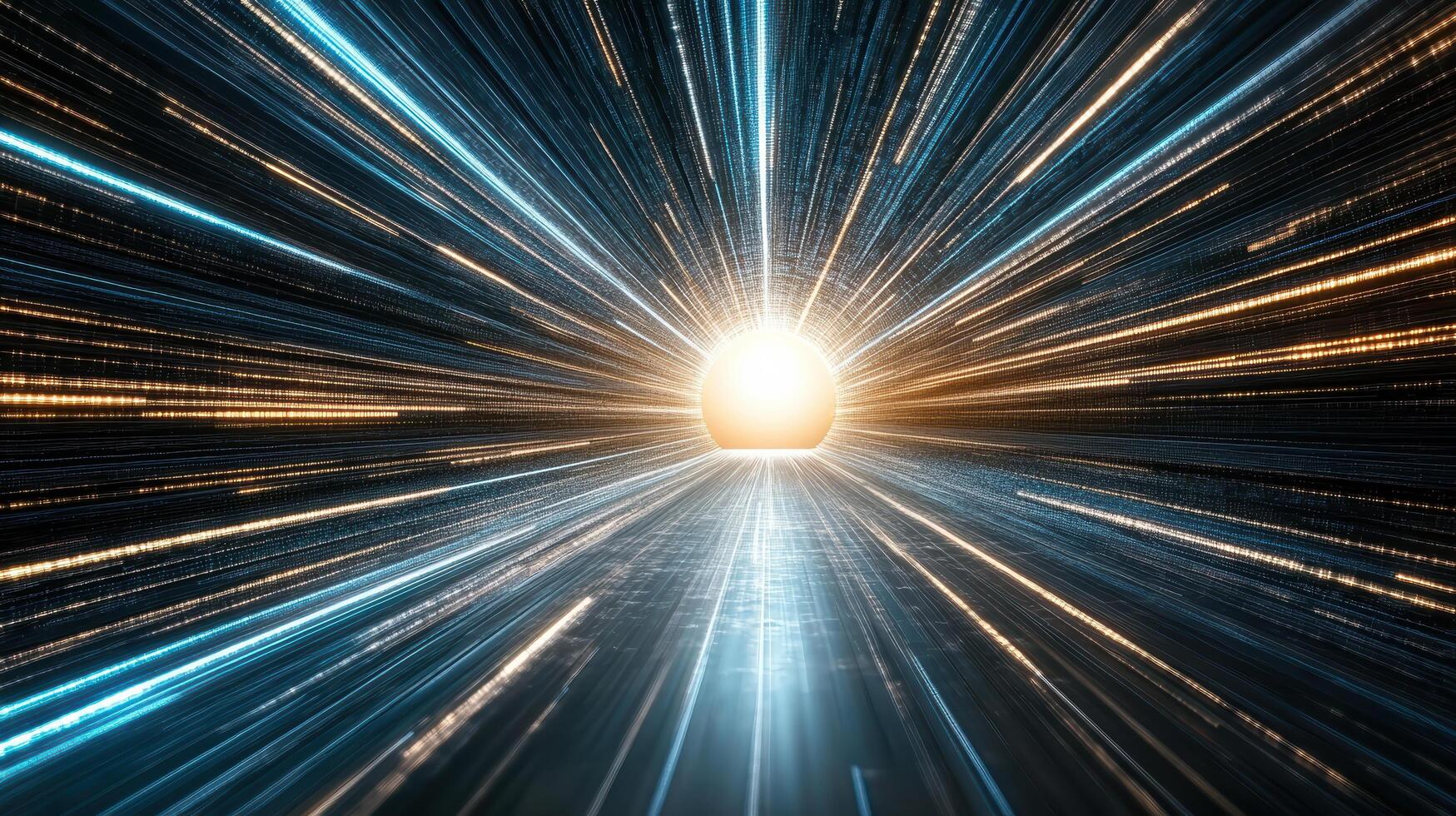 Colorful technology lines radiating from cosmic center, creating vibrant effect photo