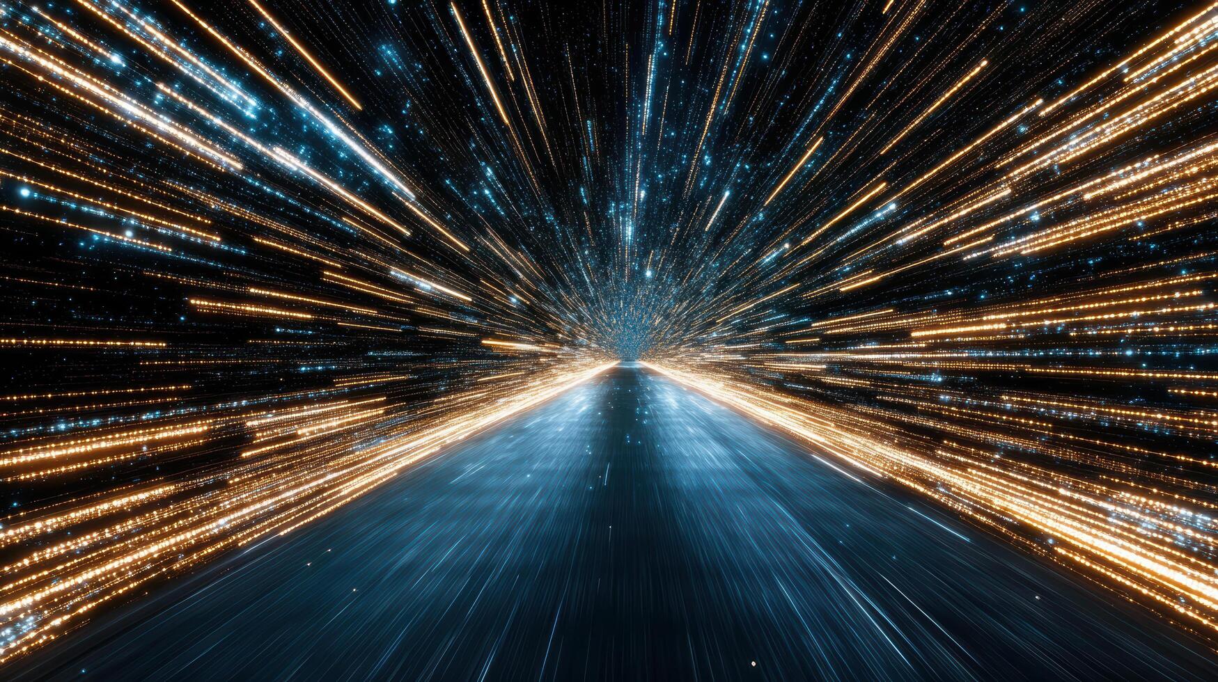 Dynamic lines of light create sense of speed and motion in space photo