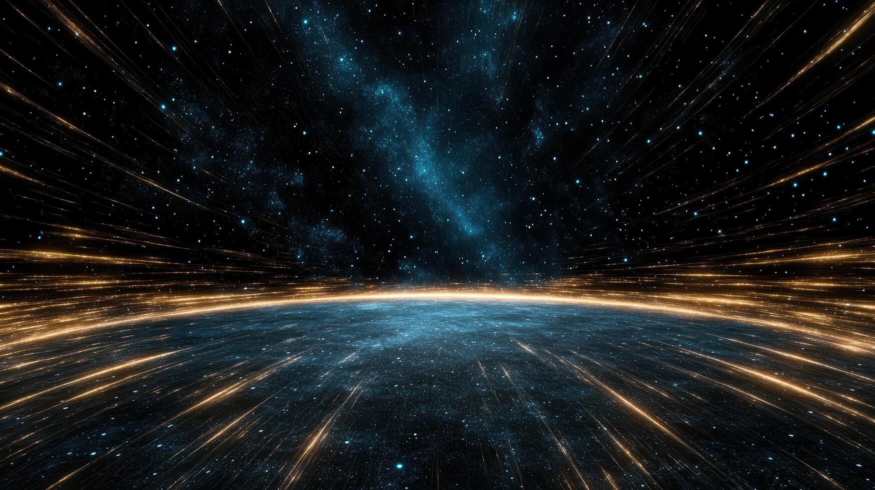 cosmic scene with vibrant lines and stars creating sense of motion photo